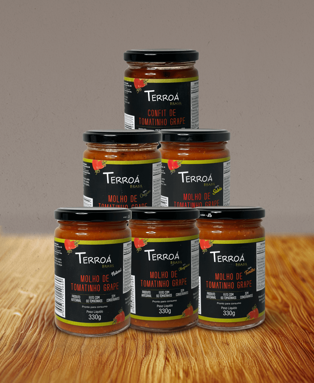 Kit Clássicos da Casa - 5 Molhos (natural, manjericão, orégano, tomilho, sálvia e 1 confit)